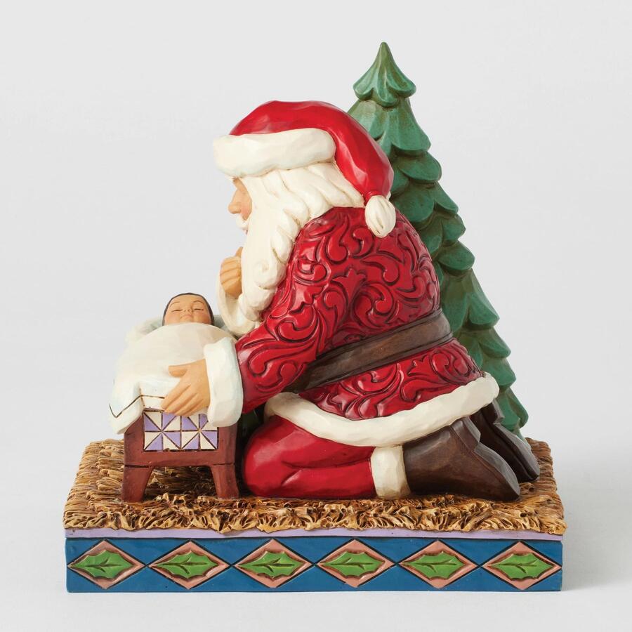Enesco - Natale 2025 - Babbo Natale in Ginocchio su Gesù Bambino – Collezione Miracolo di Natale by Jim Shore