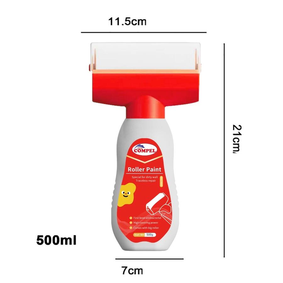 RULLO CON PITTURA PER MURO PARETE CASA PENNELLO FLACONE DA 500ML COLORE BIANCO