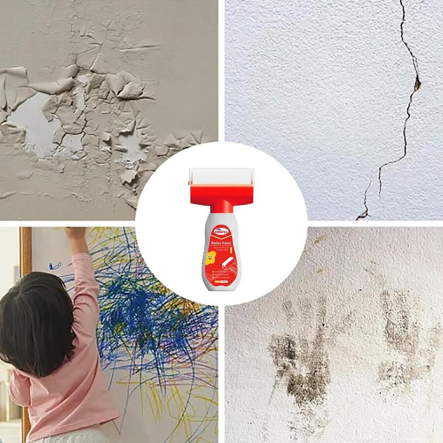 RULLO CON PITTURA PER MURO PARETE CASA PENNELLO FLACONE DA 500ML COLORE BIANCO