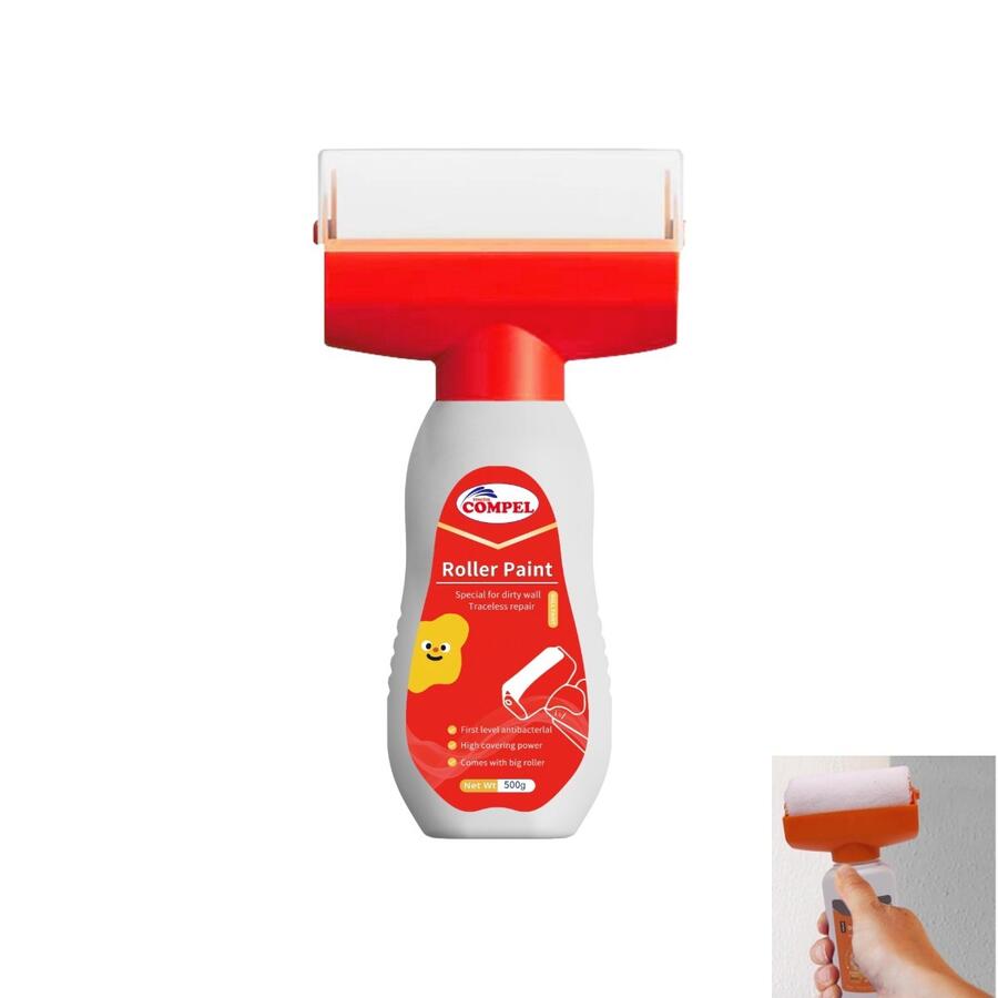 RULLO CON PITTURA PER MURO PARETE CASA PENNELLO FLACONE DA 500ML COLORE BIANCO