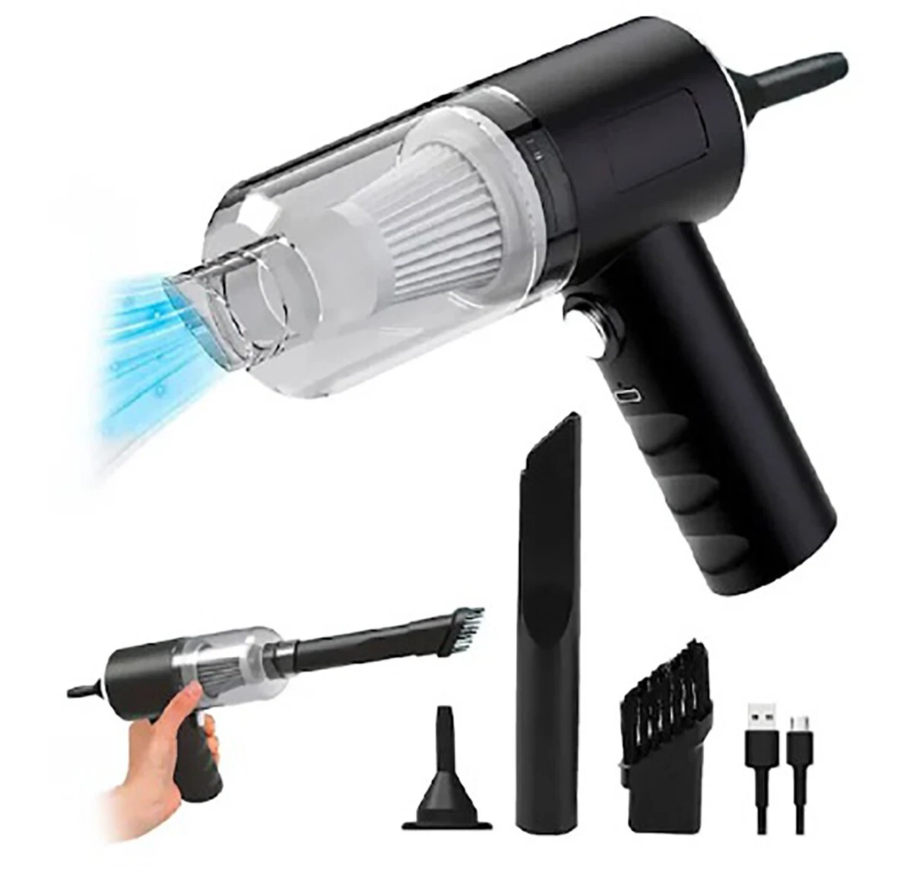 ASPIRAPOLVERE 3 IN 1 SENZA FILI ASPIRA SOFFIA USB RICARICABILE AUTO CASA UFFICIO