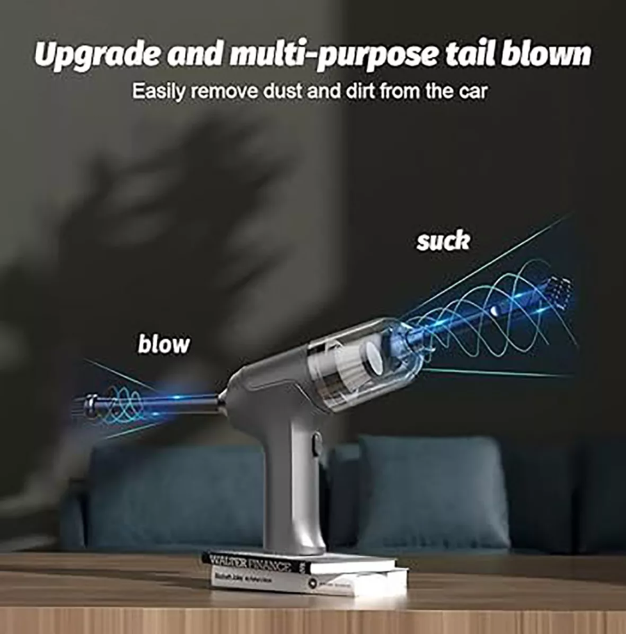 ASPIRAPOLVERE 3 IN 1 SENZA FILI ASPIRA SOFFIA USB RICARICABILE AUTO CASA UFFICIO
