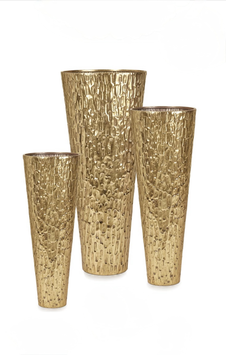 Fade - Natale 2025 - Set 3 Vasi Decorativi “Mida” in Metallo Oro