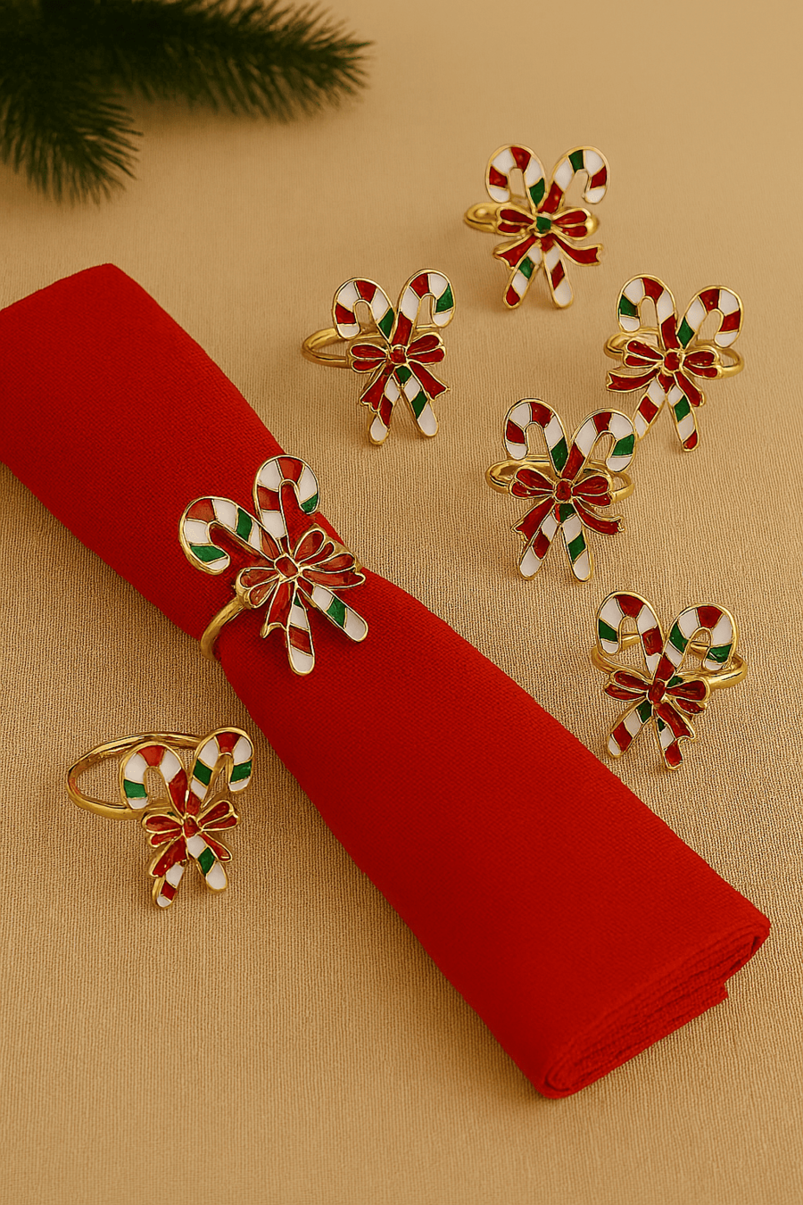 Fade - Natale 2025 - Set 6 Legatovaglioli Natalizi “Candy” – Metallo