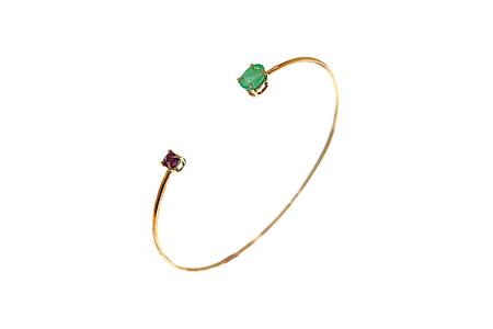 Bracciale in oro rosa 9k con smeraldo e ametista