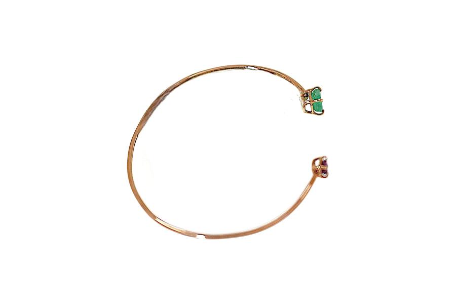Bracciale in oro rosa 9k con smeraldo e ametista