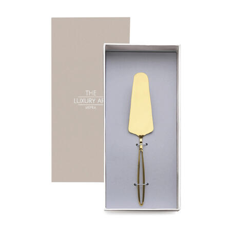 Mepra - Pala torta in acciaio inox dorato con confezione regalo "Caramella"