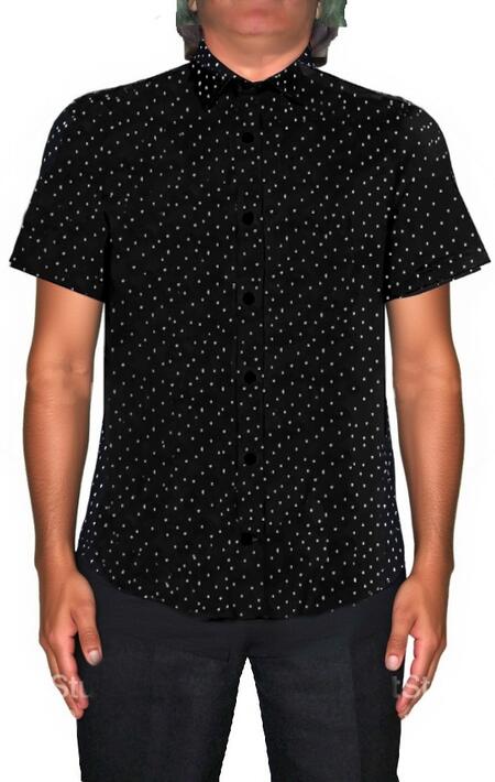 Camicia da Uomo in viscosa con piccoli punti luce in strass 9-0011