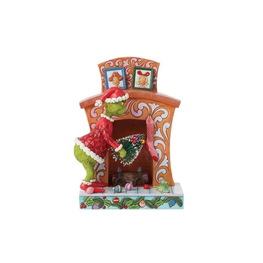 Enesco - Natale 2025 - Grinch che Spinge l’Albero – Statuetta Natalizia Jim Shore dipinta a mano