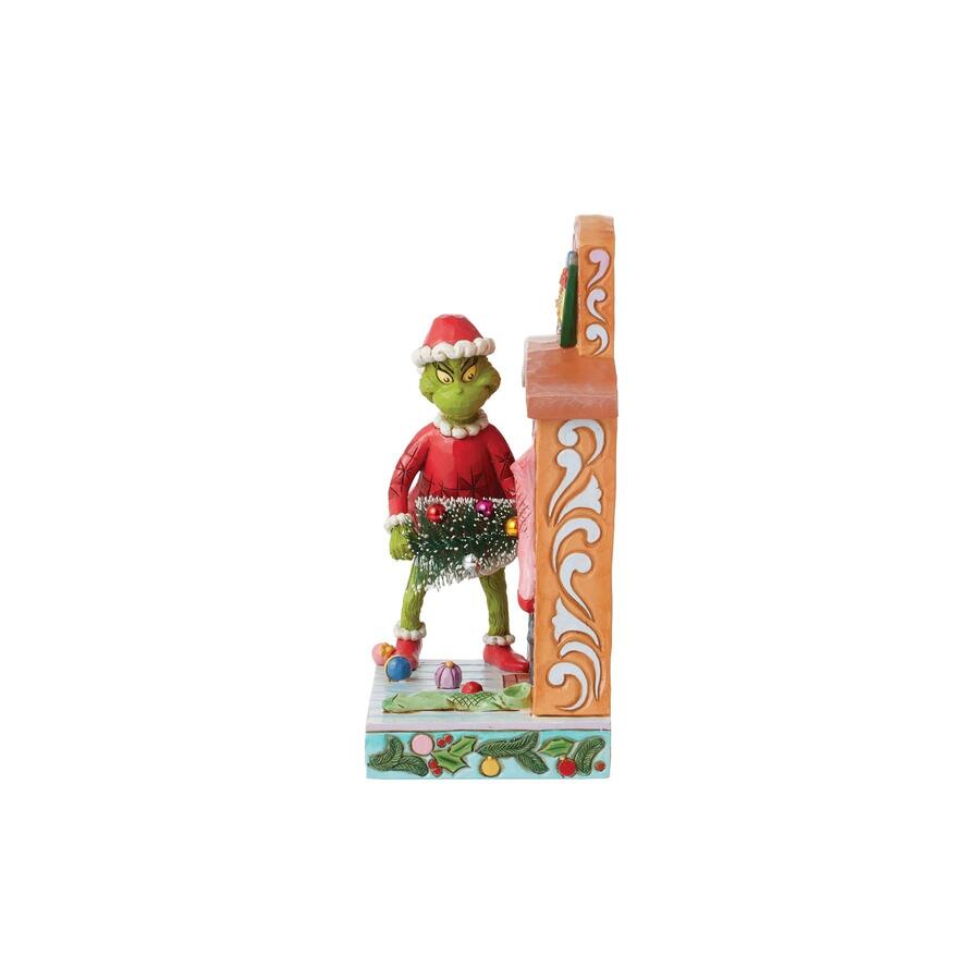 Enesco - Natale 2025 - Grinch che Spinge l’Albero – Statuetta Natalizia Jim Shore dipinta a mano