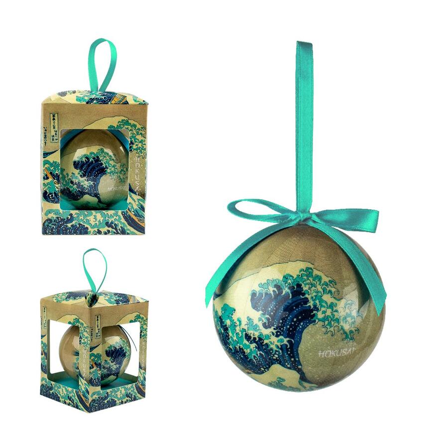 Enesco - Natale 2025 - Boule di Natale “La Grande Onda” – Decorazione Artistica Hokusai da Appendere