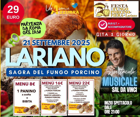 21 SETTEMBRE 2025 SAGRA DEL FUNGO PORCINO A LARIANO 