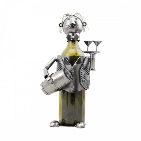 Enesco - Porta Bottiglia “Sommelier” – Decorazione in Metallo per appassionati del Vino