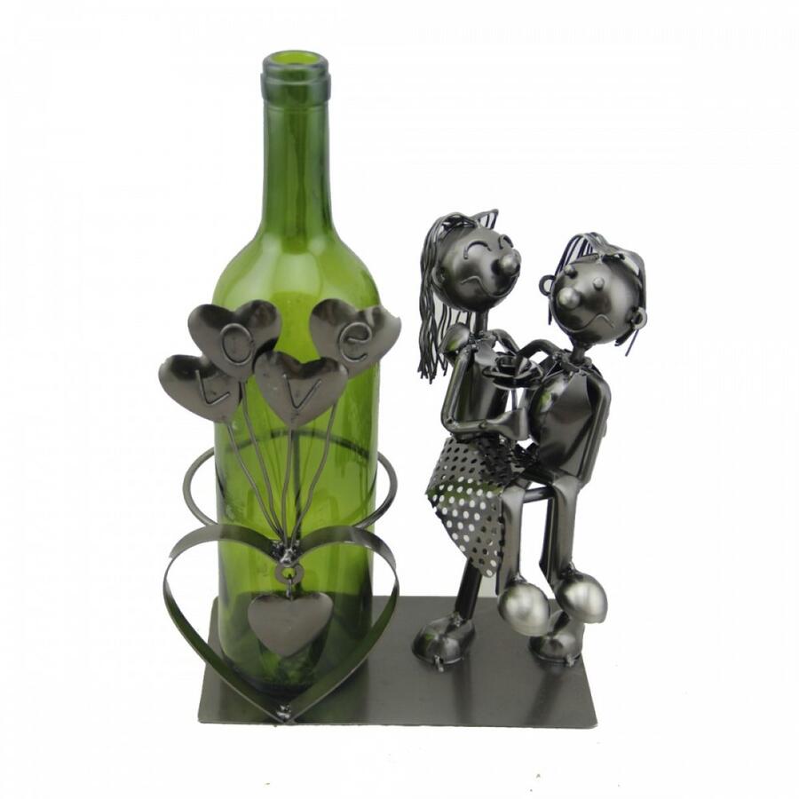 Enesco - Porta Bottiglia “Amore” – Decorazione in Metallo per appassionati del Vino
