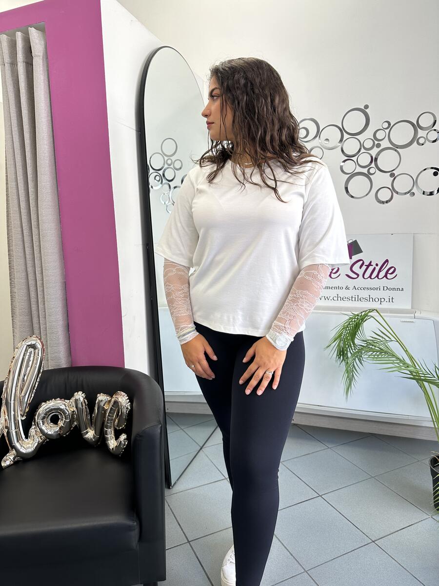 NOVITÀ T-shirt con manica in pizzo