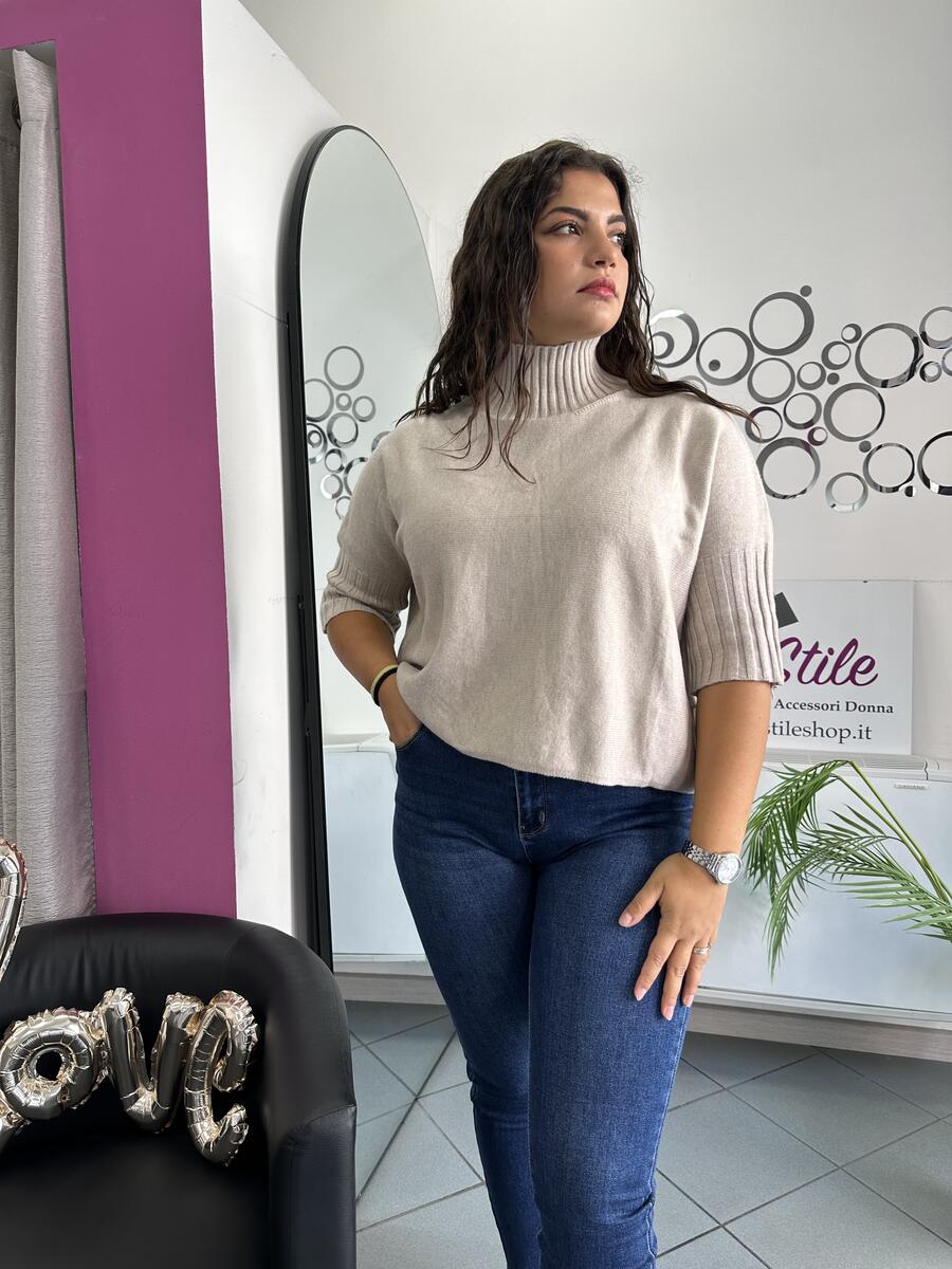 NOVITÀ Pull mezzo collo manica a 3/4