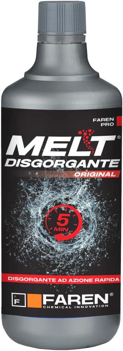 Faren Melt Professional Disgorgante Professionale per Scarichi a Base di Acido Solforico – Liquido Potente per Sturare Tubi e Scarichi Ostruiti 750ml 