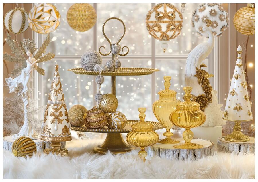 Fade - Natale 2025 - Alzata a 2 Piani “Raissa” in Oro Chiaro 