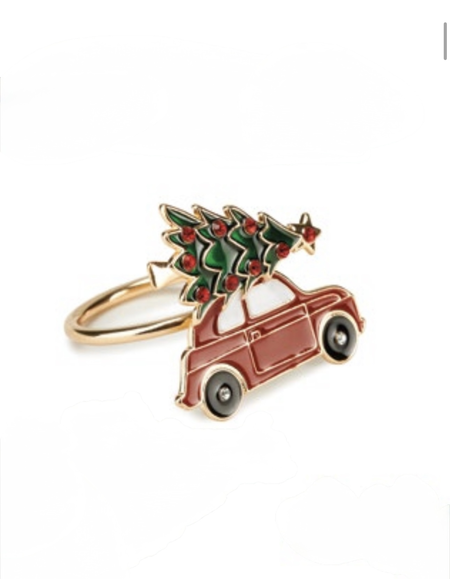 Fade - Natale 2025 - Set 6 Legatovaglioli Natalizi “Car with Tree” – Metallo