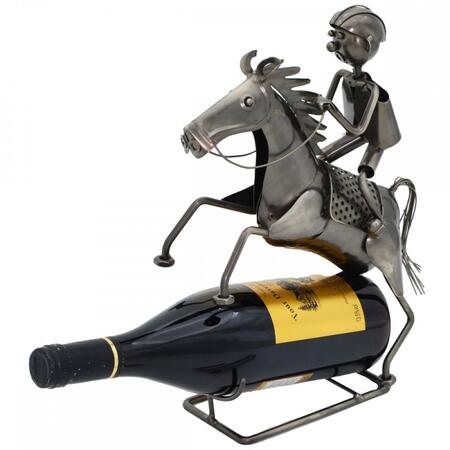 Enesco - Porta Bottiglia “Cavaliere” – Decorazione in Metallo per appassionati del Vino
