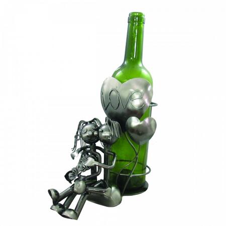 Enesco - Porta Bottiglia “Love” – Decorazione in Metallo per appassionati del Vino