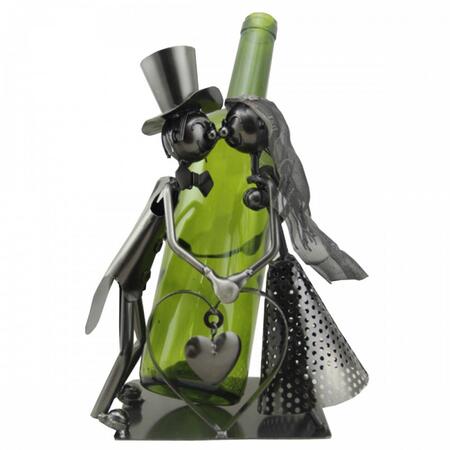Enesco - Porta Bottiglia “Coppia di sposi” – Decorazione in Metallo per Matrimoni e Anniversari