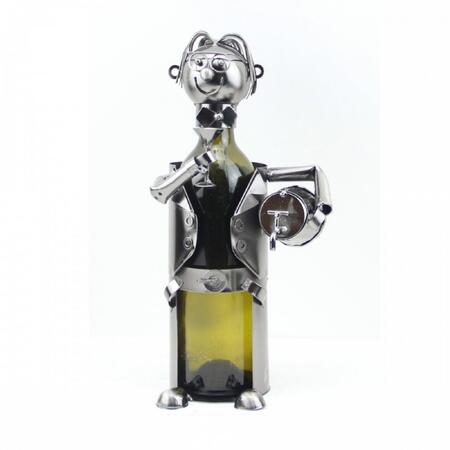 Enesco - Porta Bottiglia “Oste” – Decorazione in Metallo per Amanti del vino