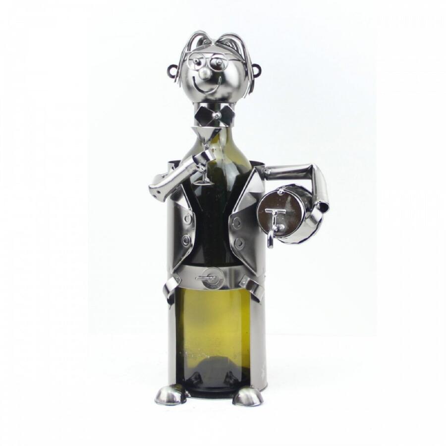 Enesco - Porta Bottiglia “Oste” – Decorazione in Metallo per Amanti del vino