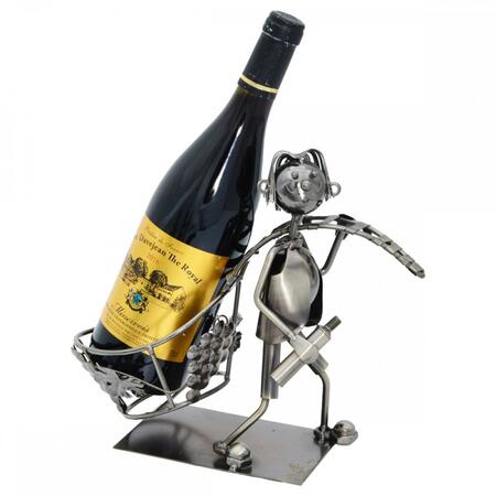 Enesco - Porta Bottiglia “Viticultore” – Decorazione in Metallo per Amanti del vino