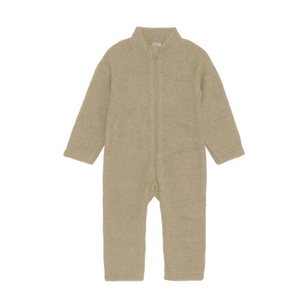 Tuta in Lana Merino – Soft Wool Jumpsuit con Zip e Risvolti – 100% Merino Fleece - Savannah Tan