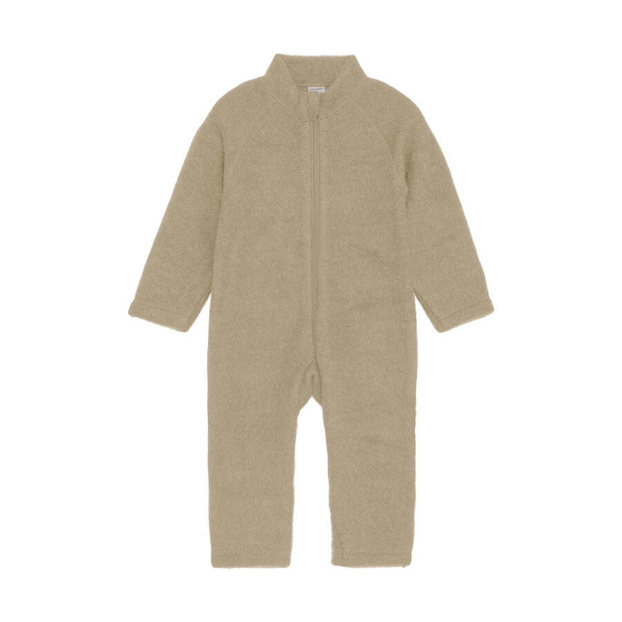 Tuta in Lana Merino – Soft Wool Jumpsuit con Zip e Risvolti – 100% Merino Fleece - Savannah Tan