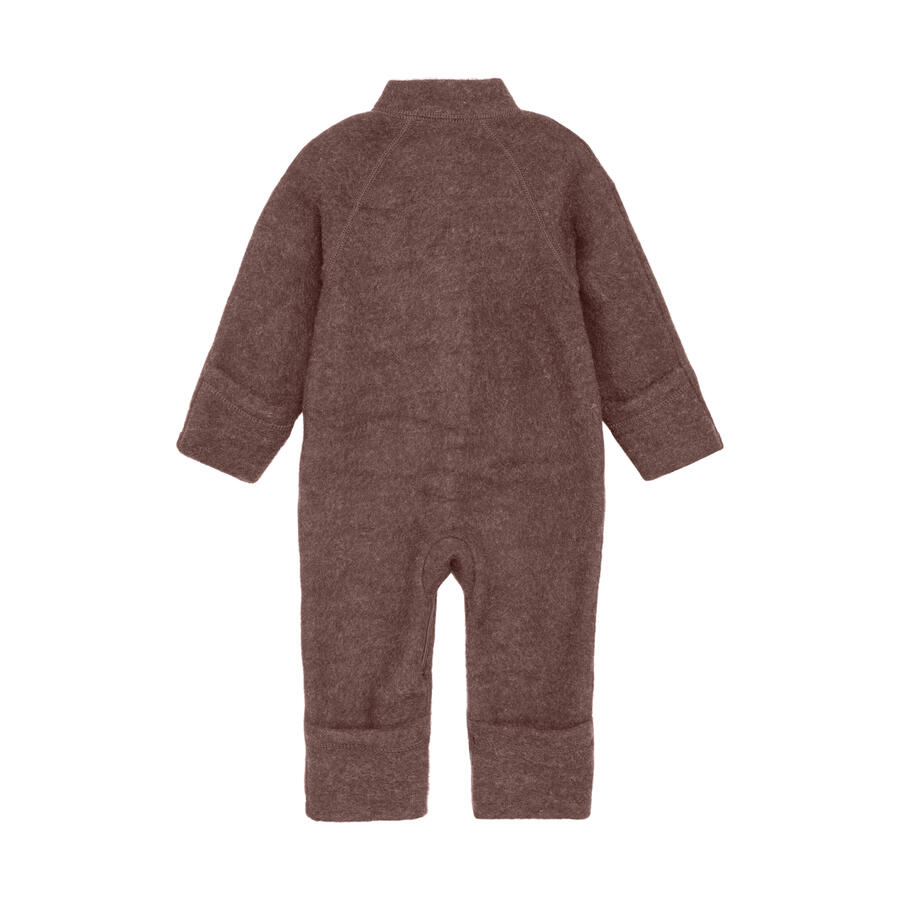 Tuta in Lana Merino – Soft Wool Jumpsuit con Zip e Risvolti – 100% Merino Fleece - Marron