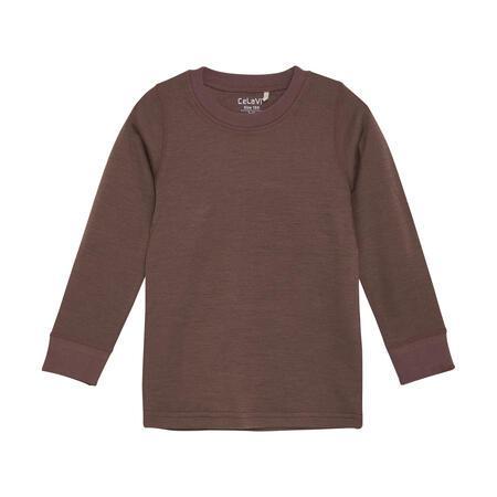 Maglia Manica Lunga – Blouse LS Solid – 50% Lana Merino, 50% Viscosa di Bambù - Marron