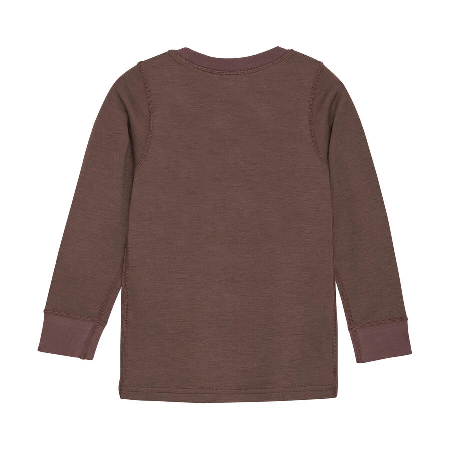 Maglia Manica Lunga – Blouse LS Solid – 50% Lana Merino, 50% Viscosa di Bambù - Marron