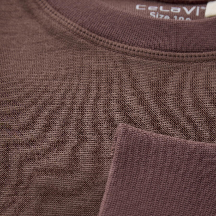 Maglia Manica Lunga – Blouse LS Solid – 50% Lana Merino, 50% Viscosa di Bambù - Marron