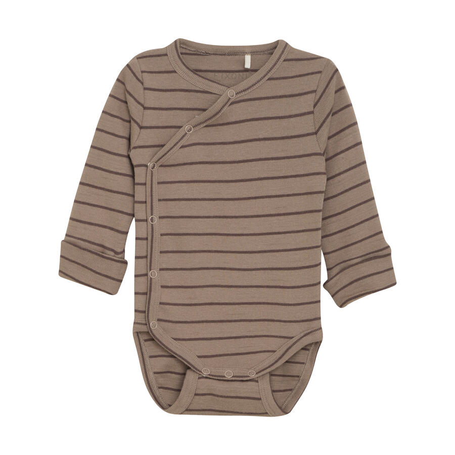 Wrap Body Manica Lunga in Cotone Organico Spazzolato – Mocha Meringue