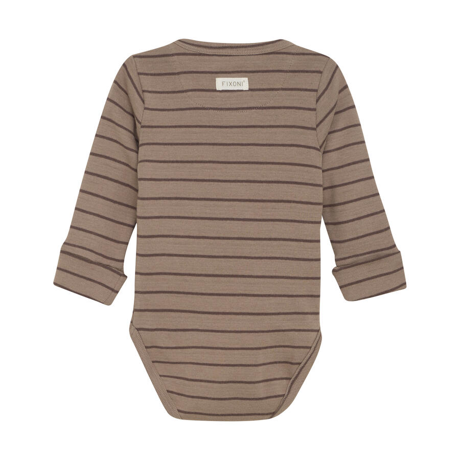 Wrap Body Manica Lunga in Cotone Organico Spazzolato – Mocha Meringue