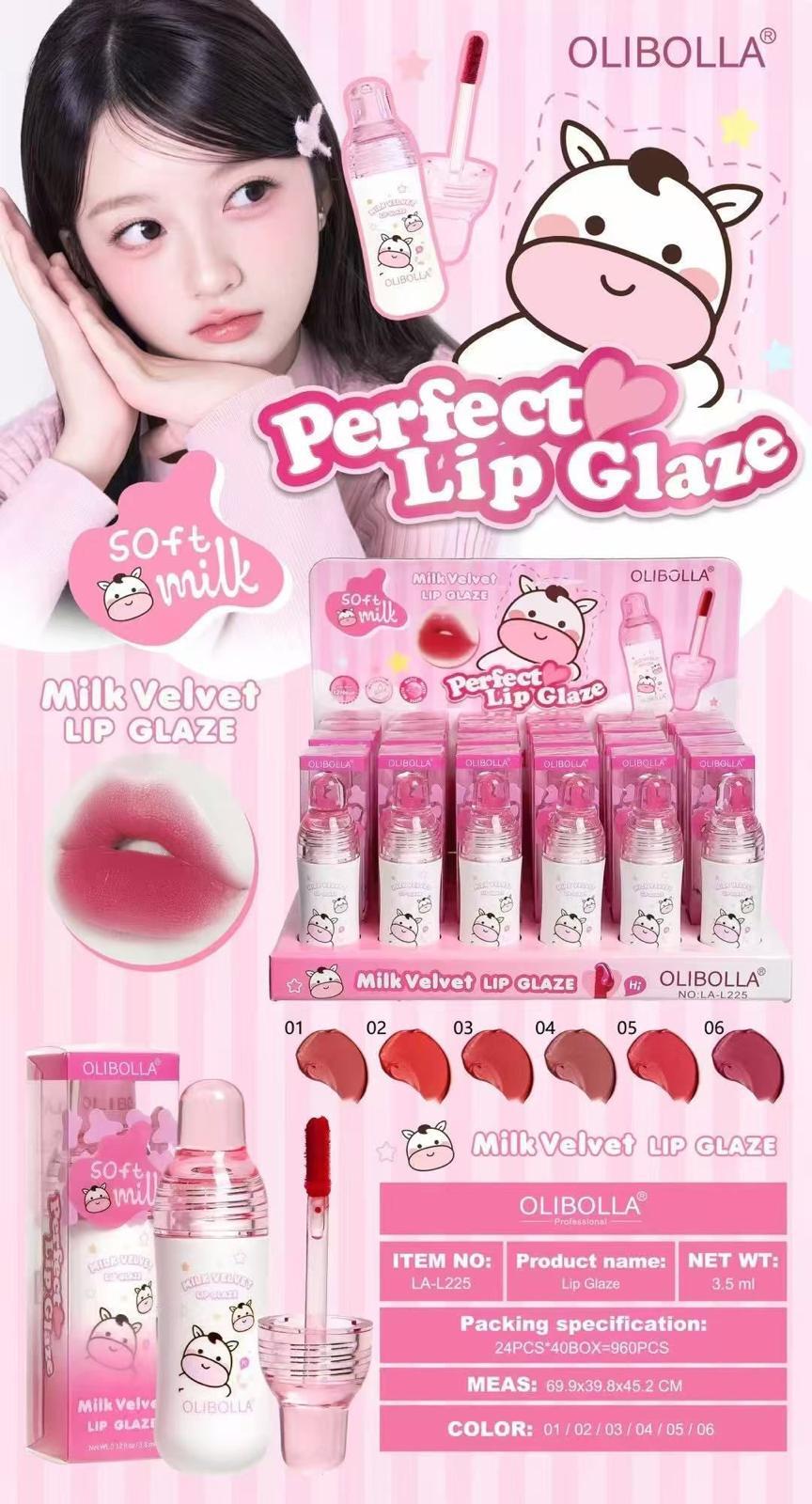 OLIBOLLA MILK VELVET LIP GLAZE 
 [Confezione da 24 pezzi]