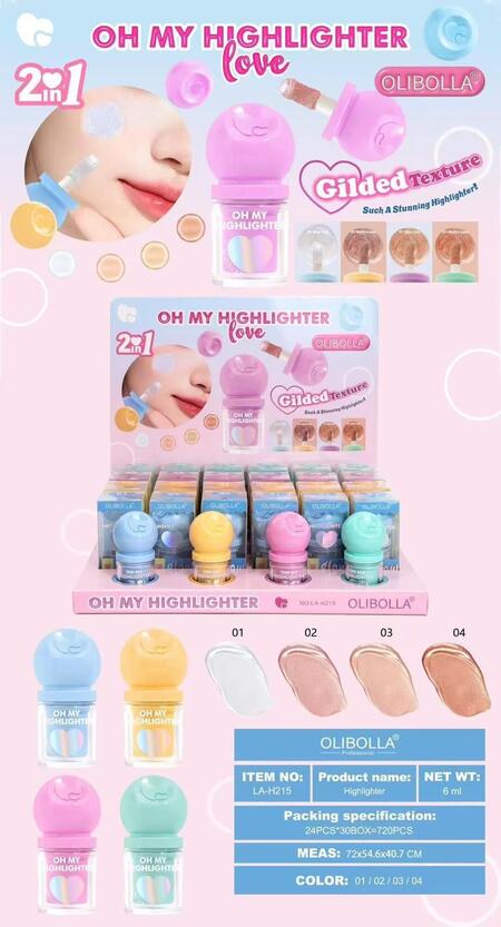OLIBOLLA HIGHLIGHTER MY LOVE 2 IN 1
 [Confezione da 24 pezzi]