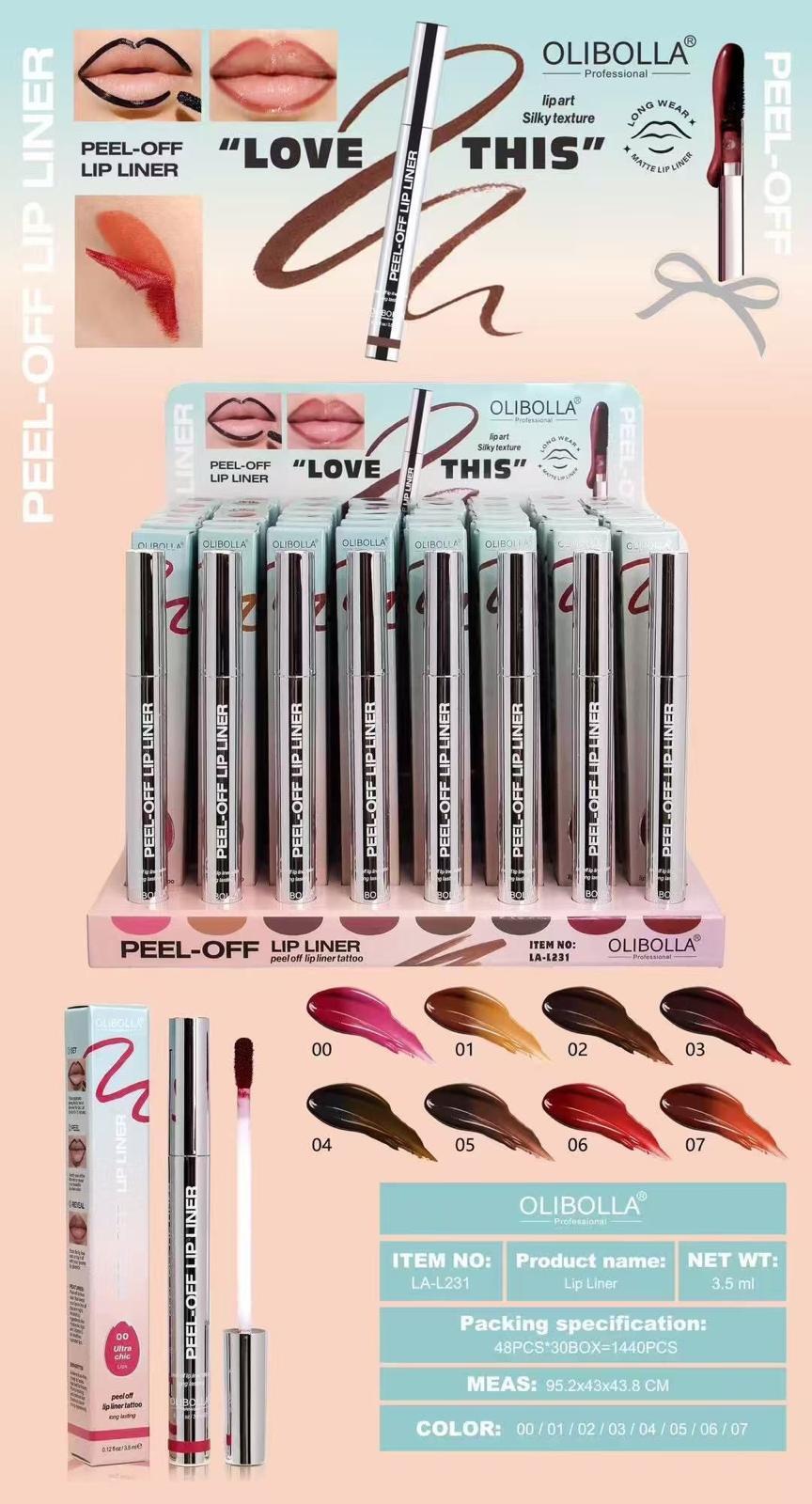 OLIBOLLA PEEL OFF LIP LINER 
 [Confezione da 48 pezzi]
