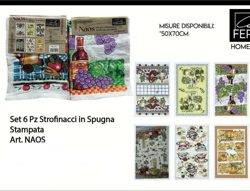 NAOS SET DA 6 STROFINACCI IN SPUGNA 50x70 cm
 [Confezione da 6 set]