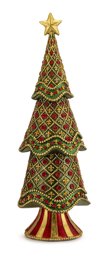 Palais Royal - Lamart Natale 2025 - Albero verde Decorativo in Resina Dipinta a Mano – H 33 cm – Collezione "Glamour"