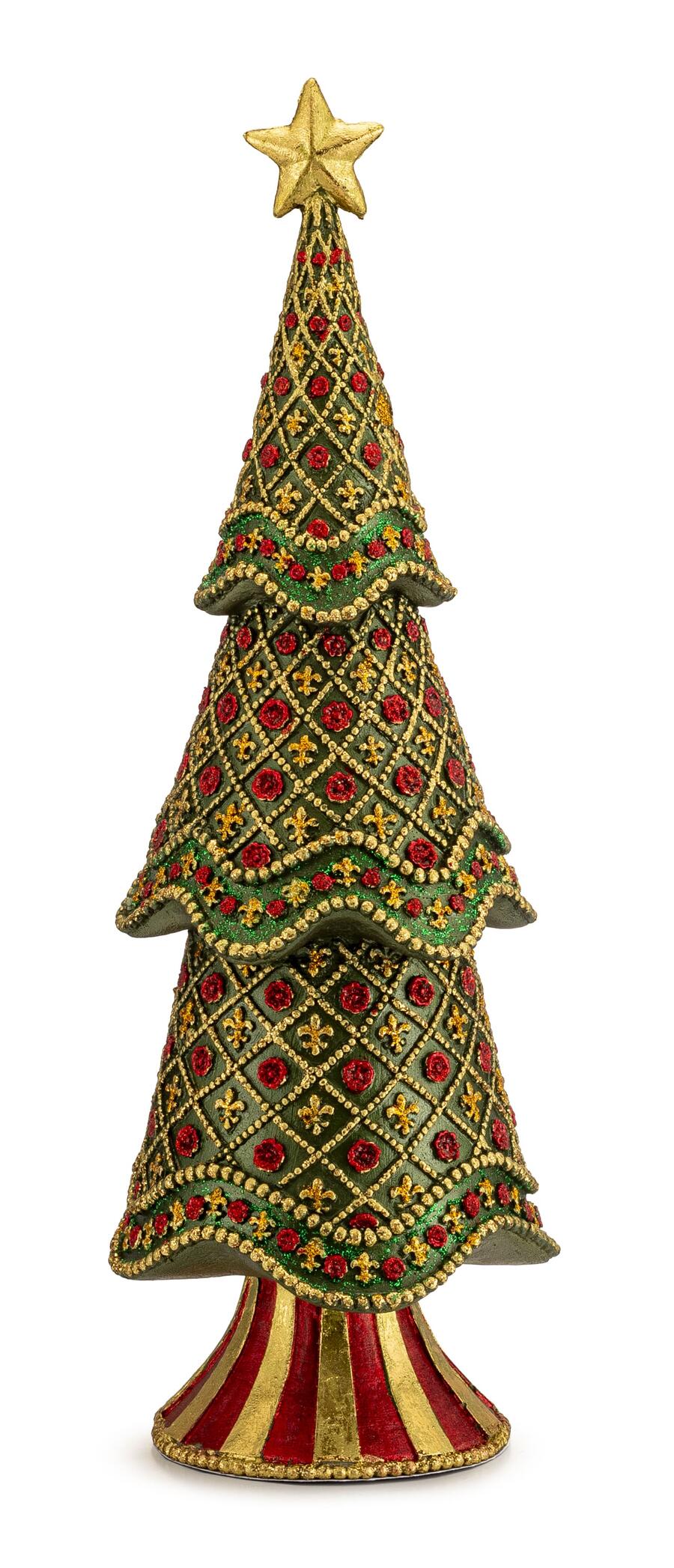 Palais Royal - Lamart Natale 2025 - Albero verde Decorativo in Resina Dipinta a Mano – H 33 cm – Collezione "Glamour"