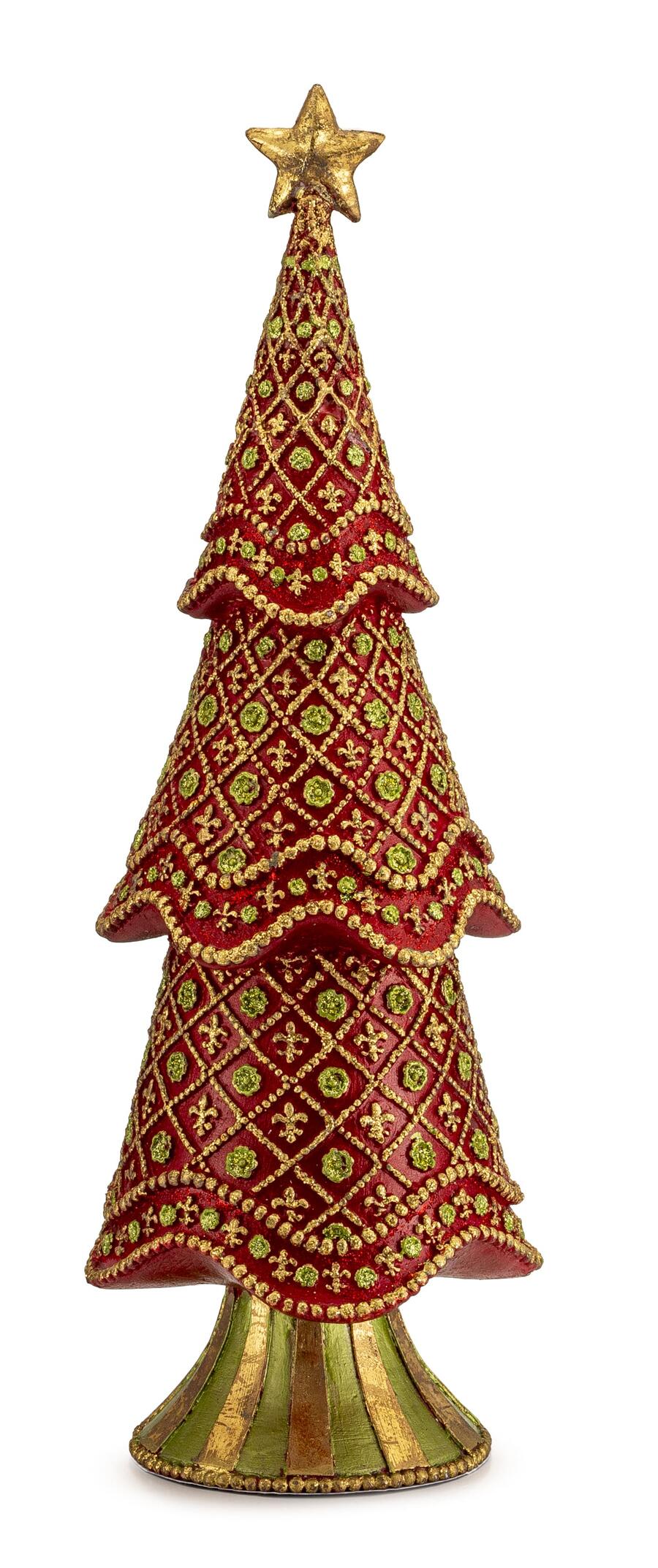 Palais Royal - Lamart Natale 2025 - Albero Rosso Decorativo in Resina Dipinta a Mano – H 33 cm – Collezione "Glamour"