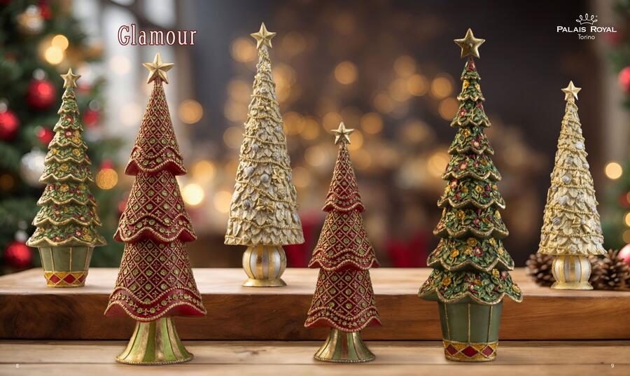 Palais Royal - Lamart Natale 2025 - Albero Rosso Decorativo in Resina Dipinta a Mano – H 43 cm – Collezione "Glamour"