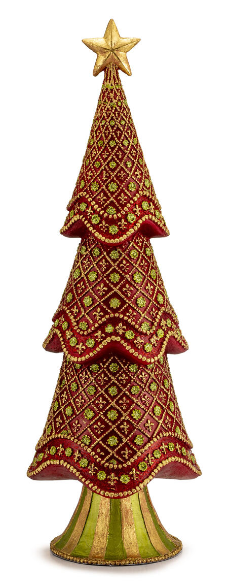 Palais Royal - Lamart Natale 2025 - Albero Rosso Decorativo in Resina Dipinta a Mano – H 43 cm – Collezione "Glamour"
