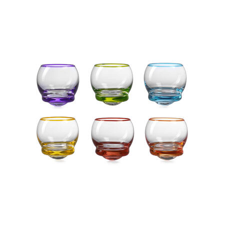 Onlylux - Set 6 Bicchierini da Liquore Old Fashion Colorati – Trottola Filo Colore