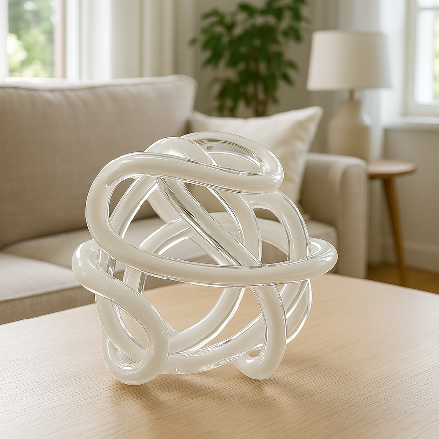 Onlylux - Nodo dell’Amore Bianco Ø 21 cm – Scultura in Vetro Artistico 