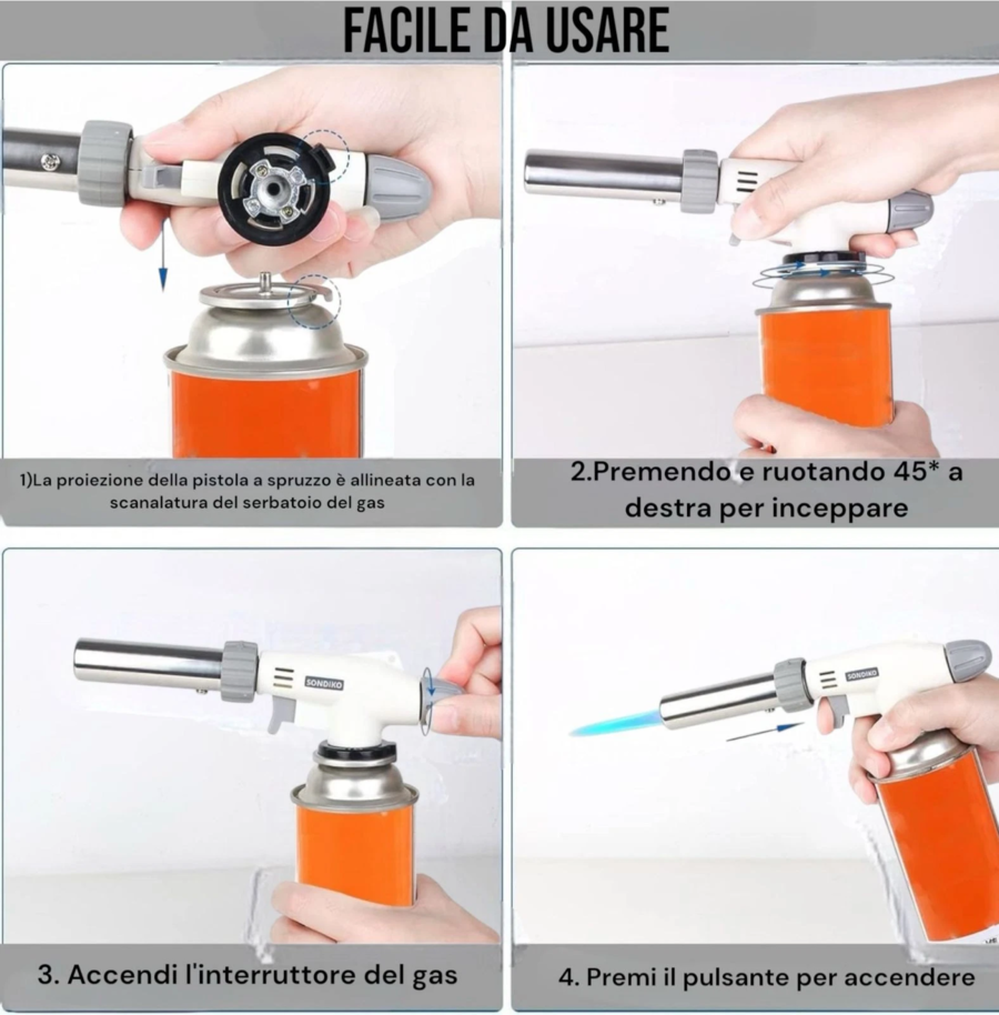 Mini Cannello Bruciatore Caramellatore 1300°C VTH Fiamma Ossidrica Torcia A Gas