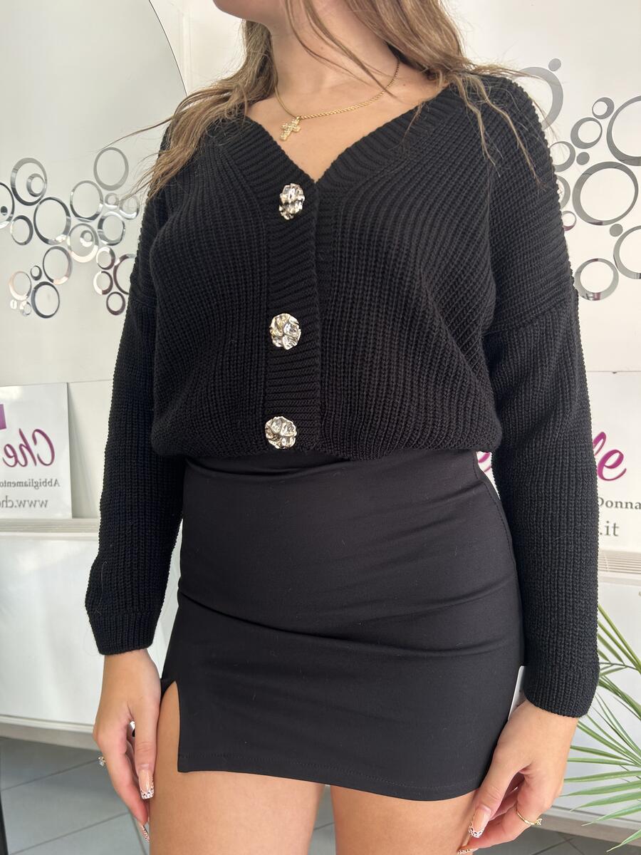 NOVITÀ Cardigan crop bottoni gioiello 
